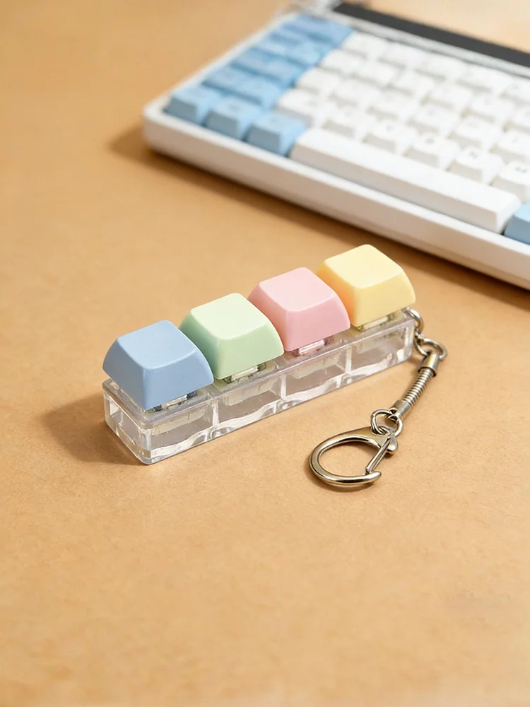 Neuer 3-Tasten-Finger-Tastatur-Schlüsselanhänger zur Stresslinderung, Fidget-Spielzeug, Klicker-Gadget für Erwachsene – Detail 5