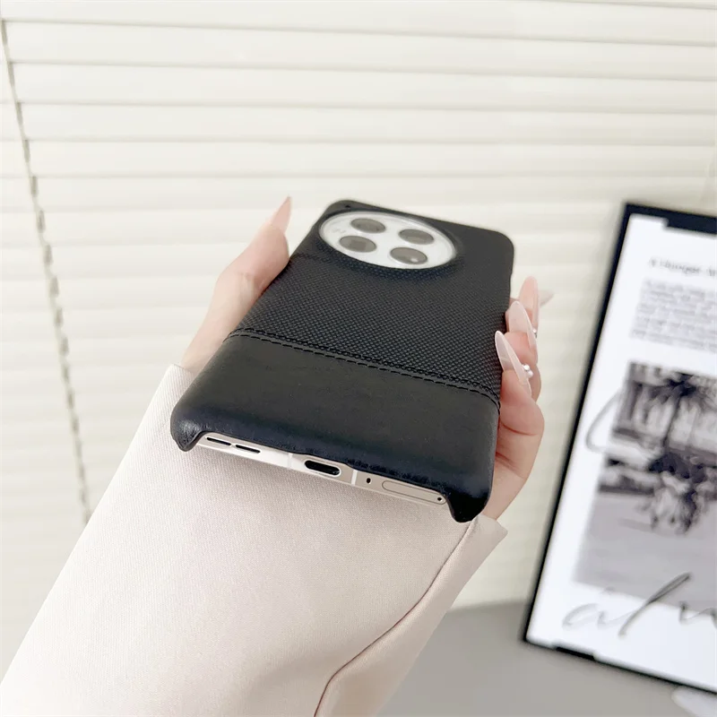 Canvas Cloth Leather Hybrid Luxury Back Case with Color Collision Design