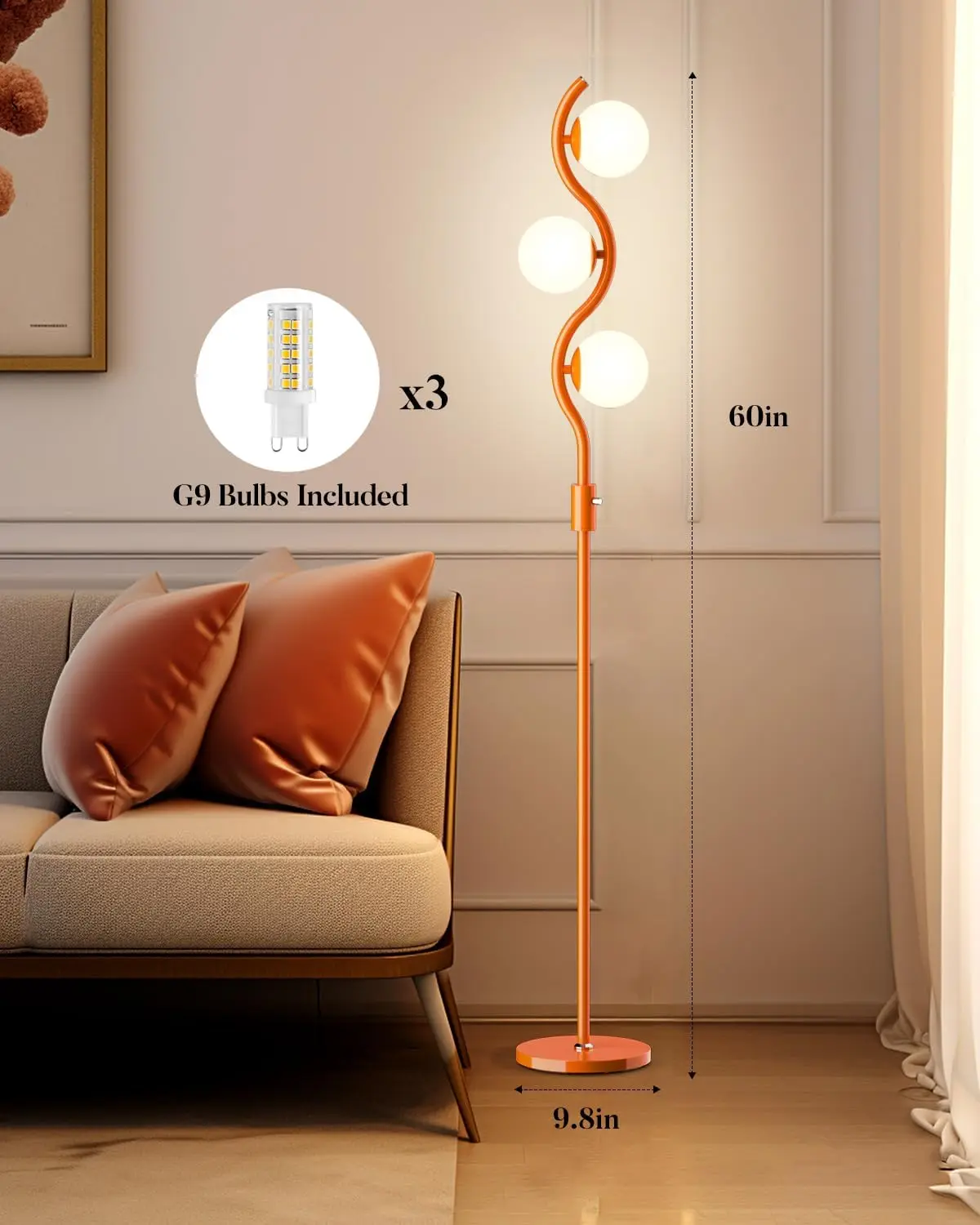 Retro style floor lamp with multiple light sources