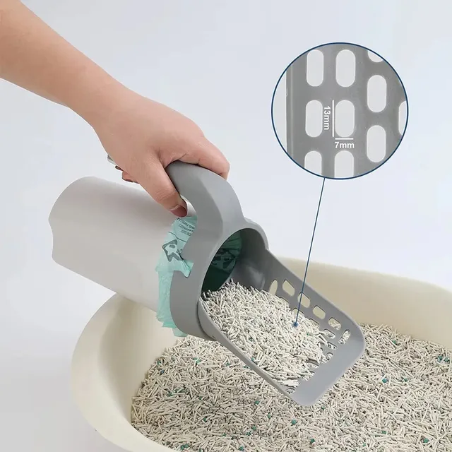 Cat Litter Shovel with Waste Bags Self Cleaning Cats Litter Scooper Portable Cat Litter Box Cleaning Tool Pet Cat Supplies 4