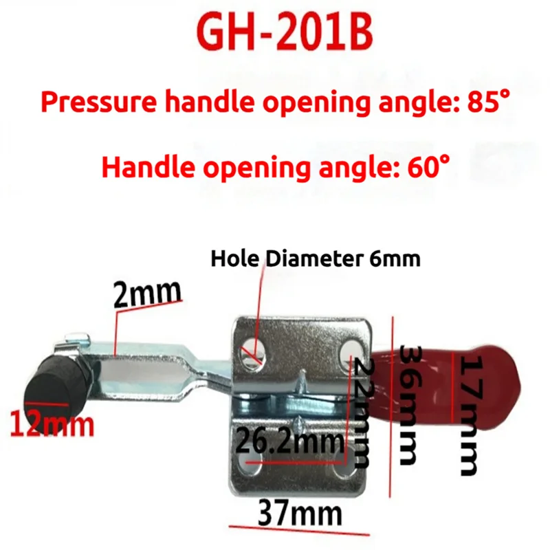 GH-201B Toggle Clamp 90kg Quick Release Horizontal Clamps Locking Lever Fastener Hand Tool Woodworking Clip Tool Woodworking Clip Woodworking Clamp 4PCS