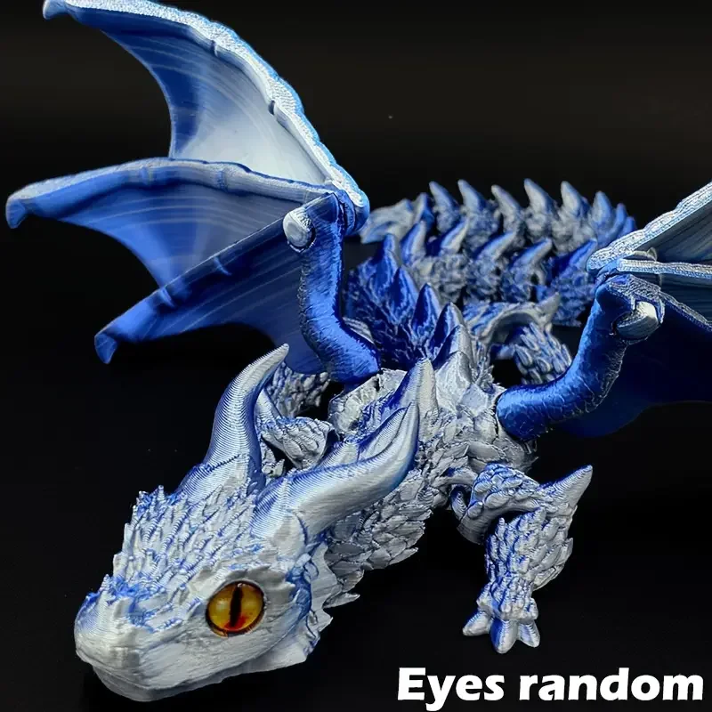 1pc 3D Printed Winged Carriage Figurine With Random Eyes, Art Deco Resin Dragon Sculpture, Tabletop Animal Theme Decor_voghion.com