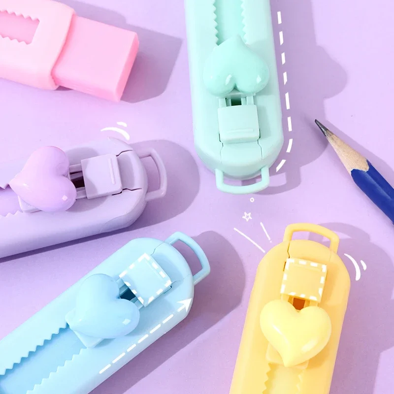 

Cute Heart Shaped Design Push Pull Eraser Creative Retractable Rubber Erasers for Kids Pencil Writing Correction Tool Stationery