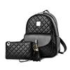 2022 new summer three-piece backpack women's Korean version Lingge tassel college style fashion backpack 1