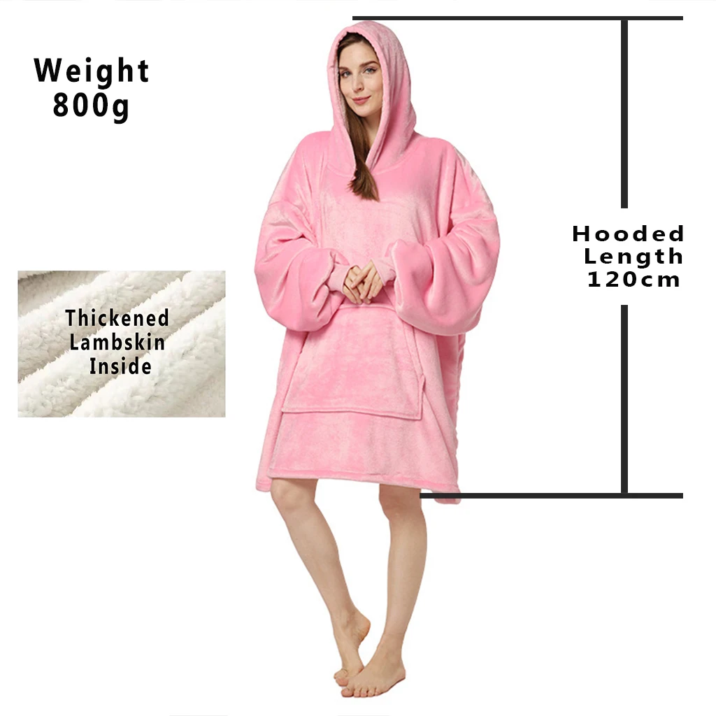 Casual winter sportswear hoodie women's pullover pocket wool plus long sleeved flannel solid color hoodie 6