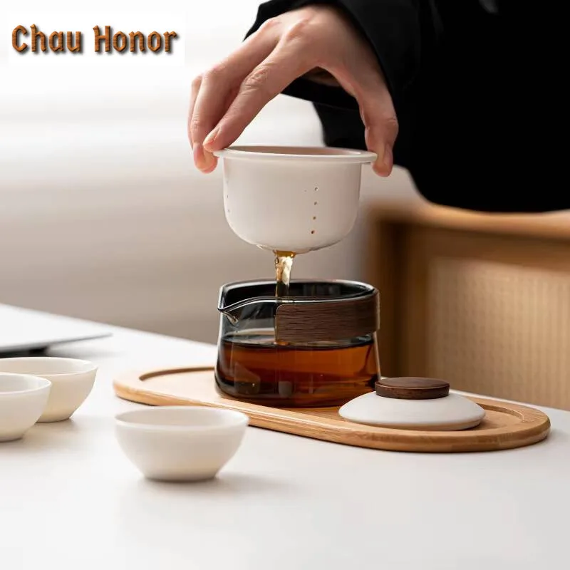 Portable Ceramic Teaware Set Chinese Kung Fu Set Pot Travel with Bag Gaiwan Cups of Ceremony Teapot Tea Maker Infuser Fine Gift