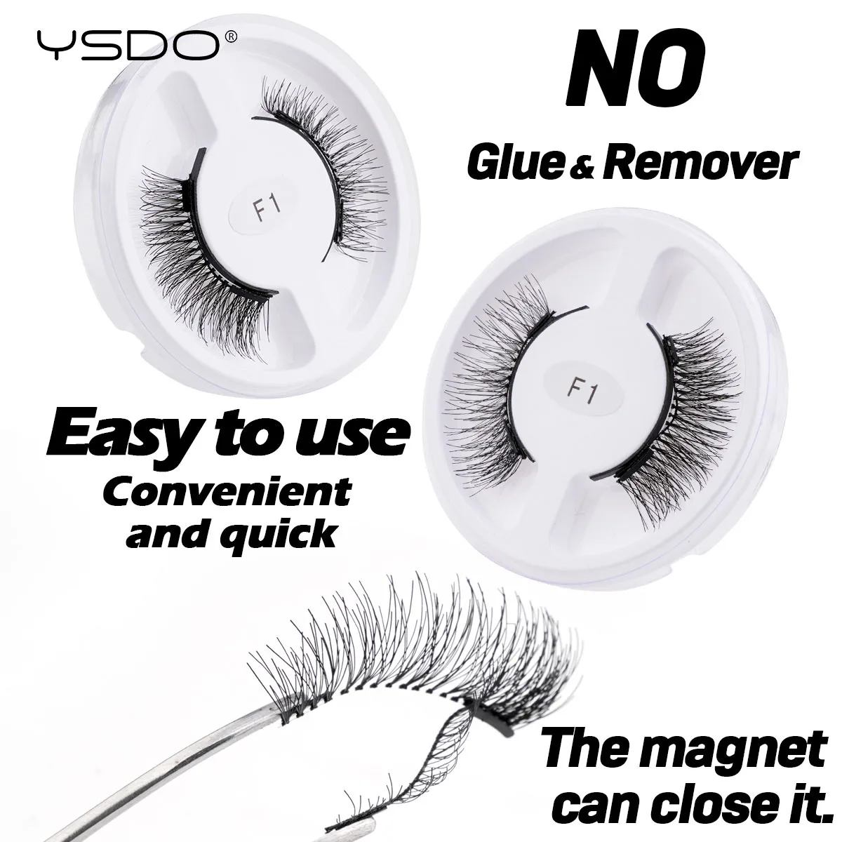 Magnetic Mink Eyelashes Kit Natural 3D Reusable Black