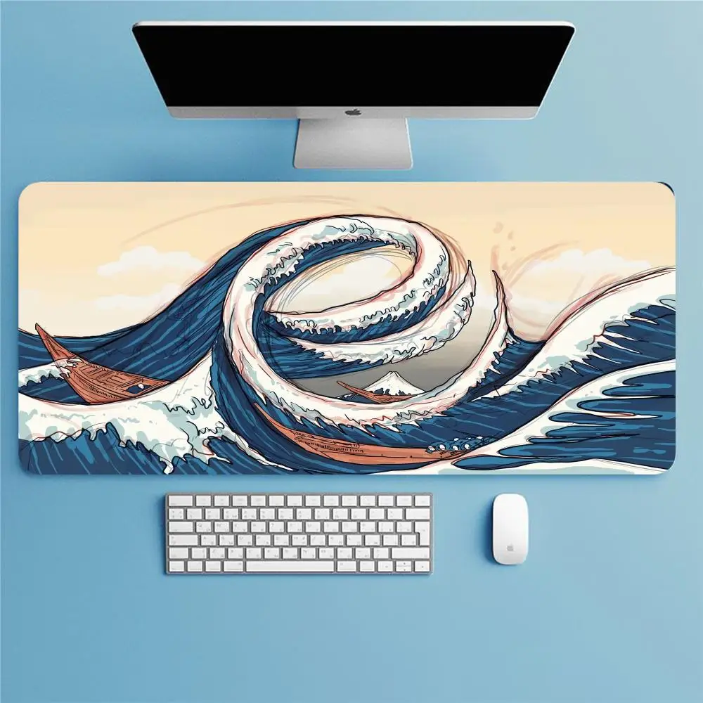 

Japan Great Wave Off Kanagawa Laptop Computer Player Mats for Csgo For Office Carpet Non-Slip Pad 900x400 Mouse Pad Keyboard Mat Desk Pad Mouse Pad PC