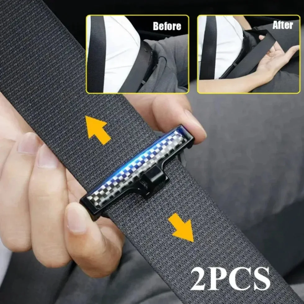 Car Seatbelt Stopper Vehicle Belt Protection Clip Car Adjustment Lock Seat Belt Clamp Buckle Fastener 2pcs Auto Accessories