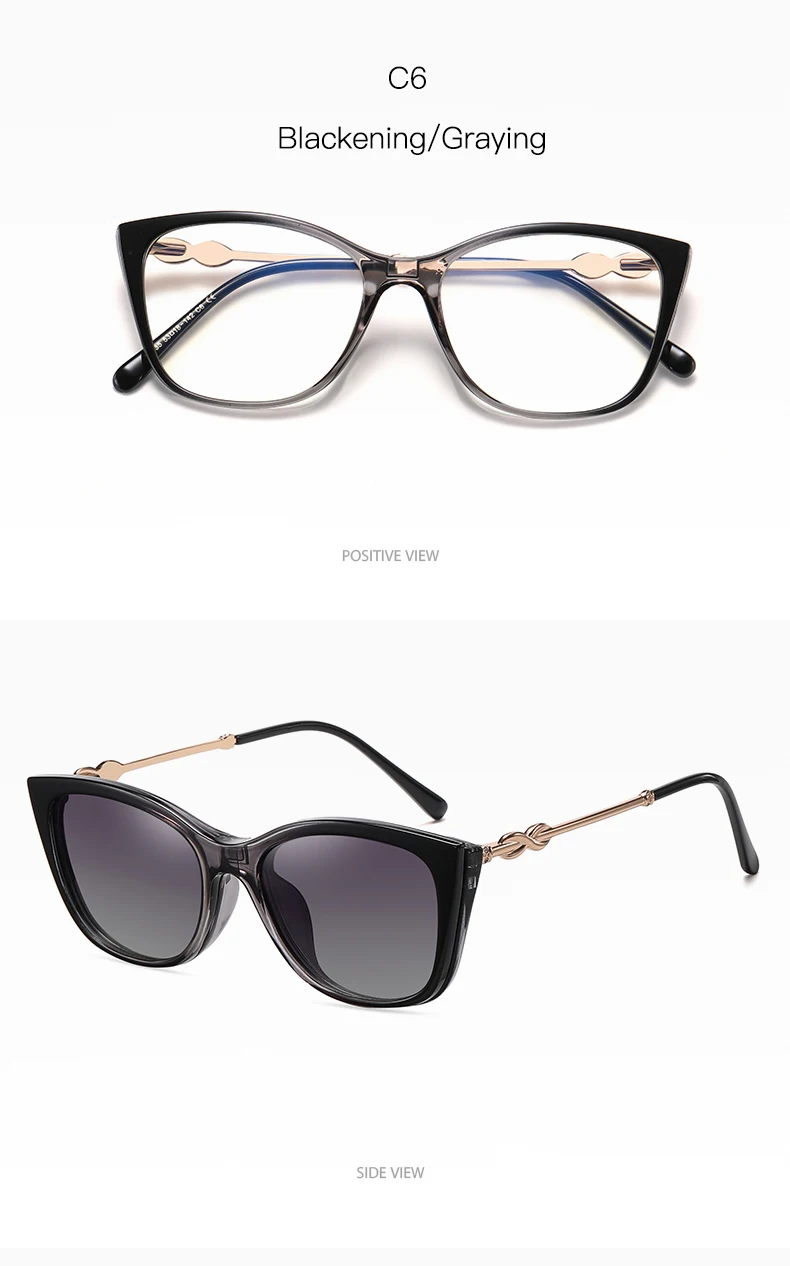 Düzenli şekilde sergilenen manyetik reçeteli güneş gözlükleri seti