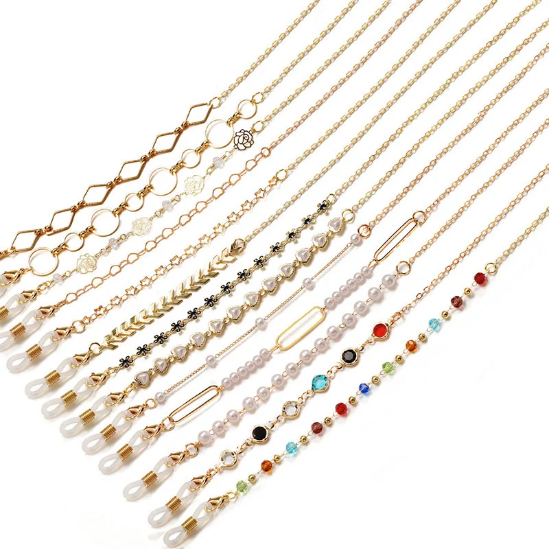

Fashion Eyeglass Chains for Women Pear Crystall Sunglasses Chains Glasses Cord Holder Gold Eyewear Lanyard Necklace Strap Rope