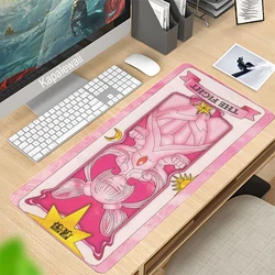 Tapis de souris dessin animé Cardcaptor Sakura, impression HD, ordinateur gamer, bordure verrouillable, XXL, 90x40, clavier, PC de bureau, Csgo 