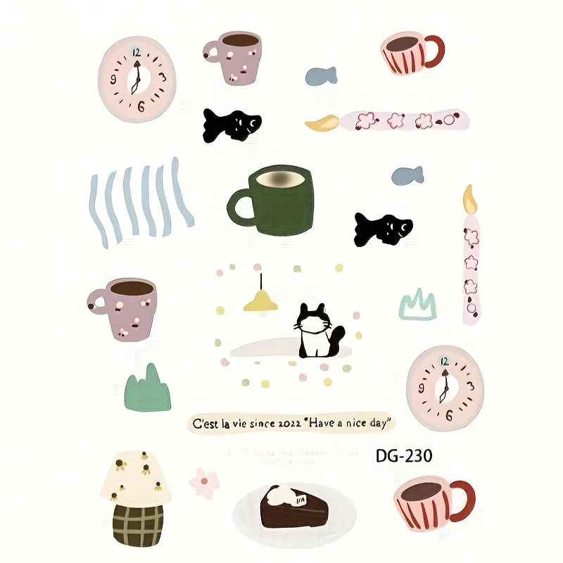 1pc Cute Cartoon Jelly Nail Stickers - Korean Style Ins-Inspired Illustration, Self-Adhesive Vinyl Decals with Flat Finish