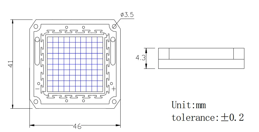 50 w 녹색 색상 사각형 브래킷 led 모듈