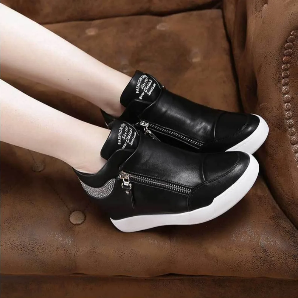Vulcanized Shoes for Women 2026 Within Height Increasing Sneakers for Women Summer New High Top Casual Thick Soled Women's Shoes - 6