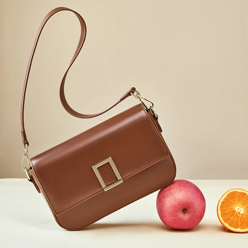 

Cowhide versatile 2024 new light luxury leather single shoulder crossbody women's bag