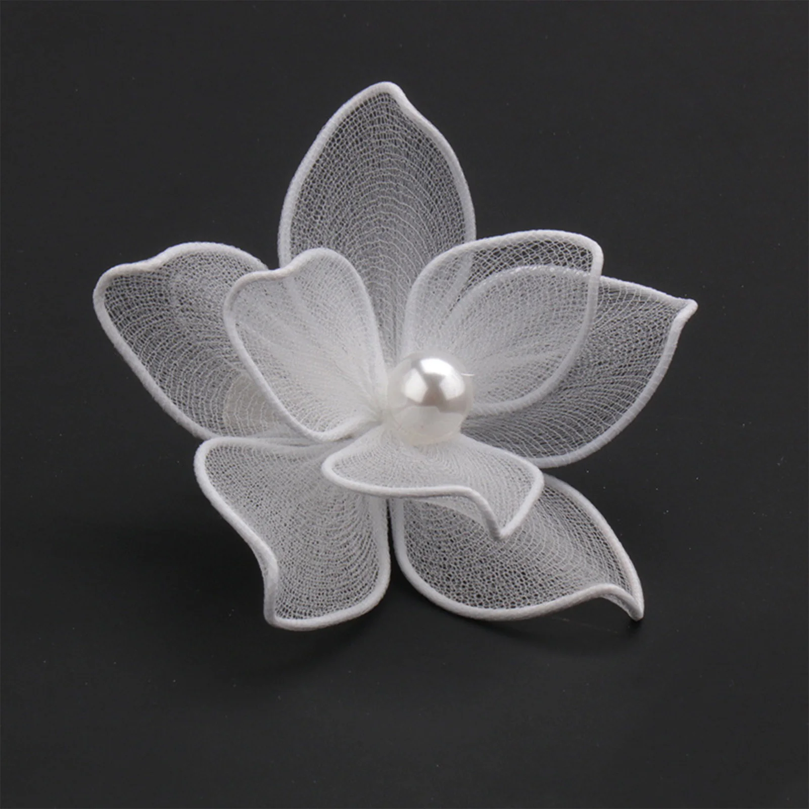 White Floral Hair Clip Wedding Hair Accessories For Women Pearl Fabrics Hairpin Barrettes Bride Tiaras Prom Hair Jewelry Gifts - 5