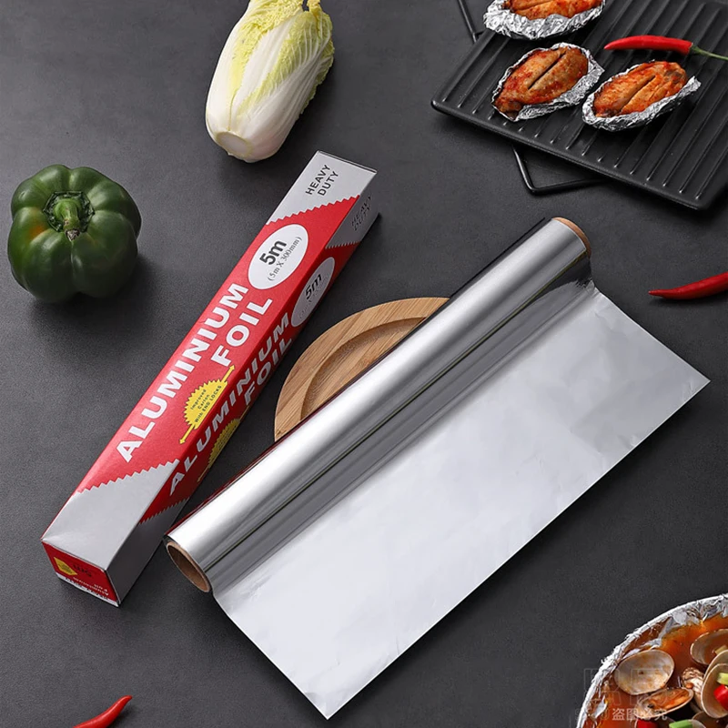 Tinfoil Paper Home Cooking Baking Aluminium Tin Foil BBQ Silver Oil Paper 5M Baking Paper