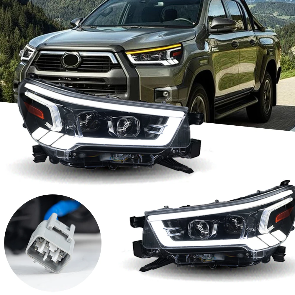 CarStylingHeadlightsForToyotaHiluxLEDHeadlight20212023HeadLampDRLSignalProjector