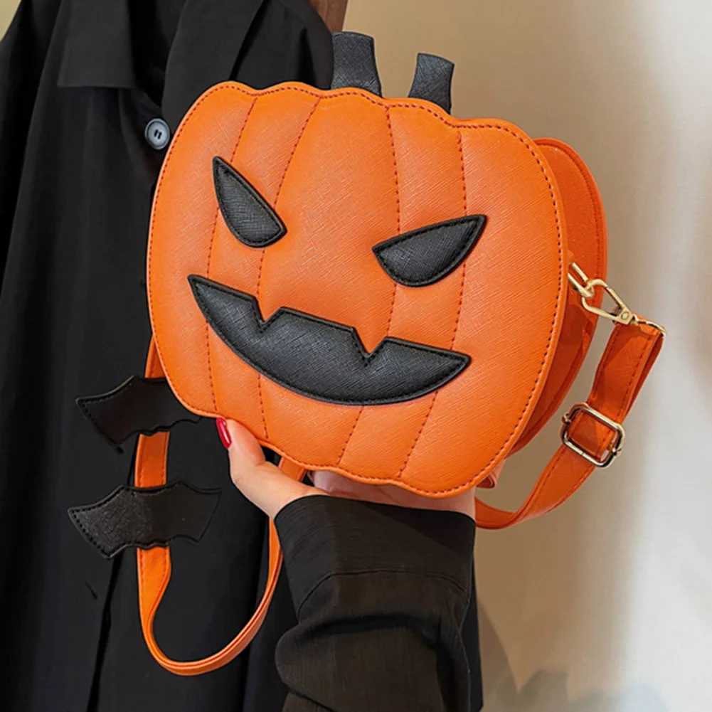 Borsa a tracolla a catena fantastica moda femminile Fanny Glitter Crossbody Halloween Devil a forma di zucca selvaggia_voghion.com