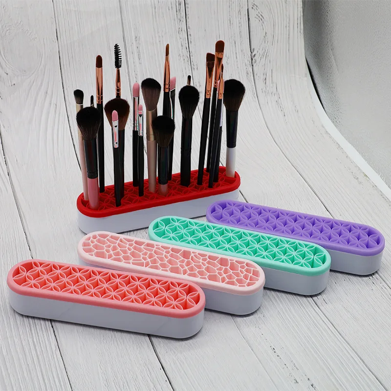 

New Makeup Tool Storage Rack Lipstick Rack Storage Box Silicone Makeup Brush Storage Box Drying Rack Bathroom Organizer