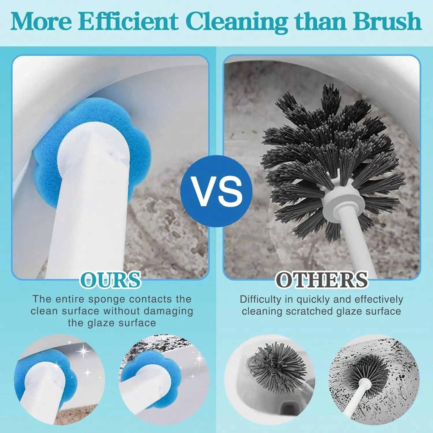 Toilet Brush Disposable Replacement Head Cleaning Kit Toilet Bowl With Refills Long Handle Bathroom Cleaning Tool With Holder 5