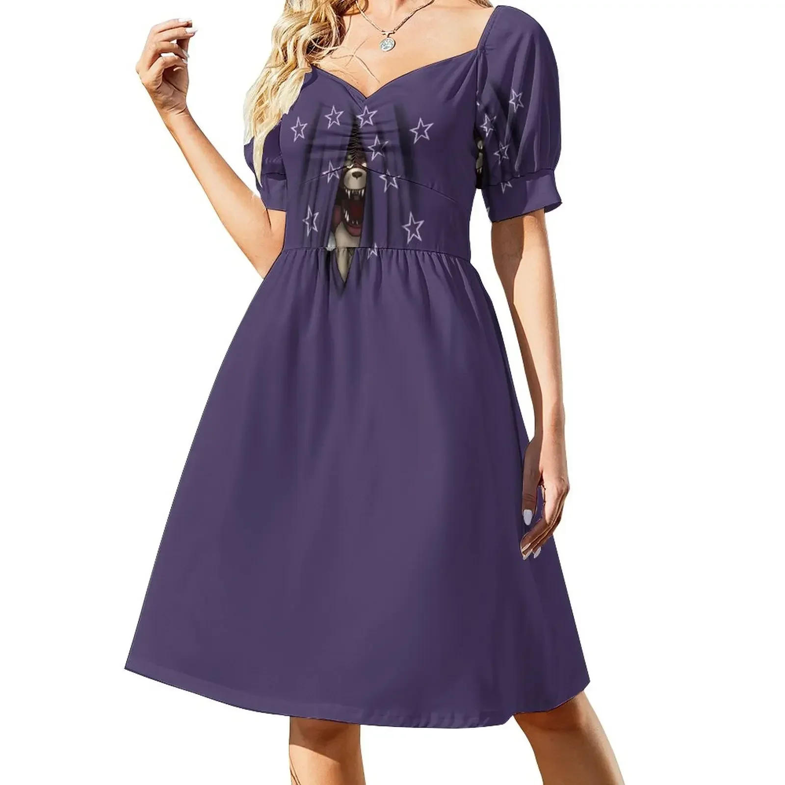 thumbnail image 1 of Vestido de manga corta Peeking Foxy (con estrellas de cortina) Vestido de cumpleaños para mujer Vestido de lujo para mujer Vestido elegante de lujo, 1 of 8