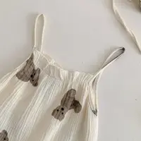 2023 New In Summer Infant Newborn Girls Boys Sleeveless Cartoon Bear Print Outfits Overalls Kids Baby Jumpsuits Romper+HAT 2