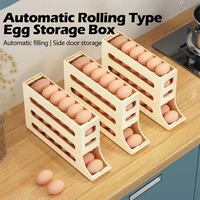Caja de almacenamiento de huevos para refrigerador, soporte para huevos de desplazamiento automático, gran capacidad, dedicado, para Cocina 1