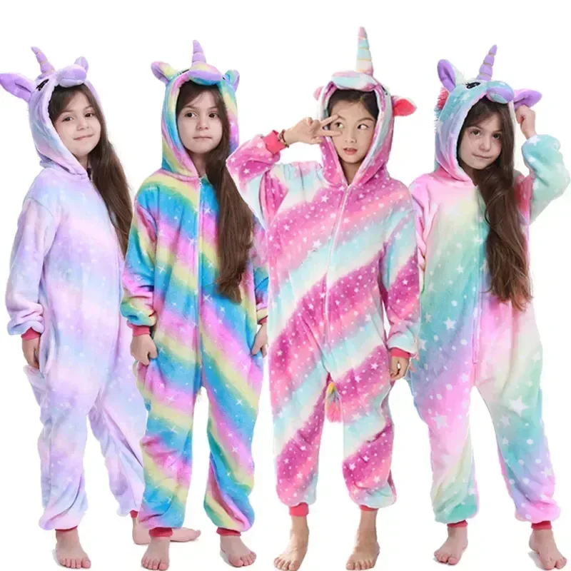Kids Pajamas Kigurumi Children Winter Sleepwear Kids Unicorn Panda Pajama sets Baby Girls Boys Panda Licorne Onesies for 4 6 8 10 12 Years