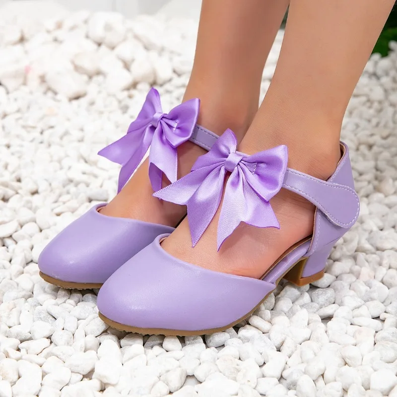 Purple Kids High Heel Wedding Party Shoes