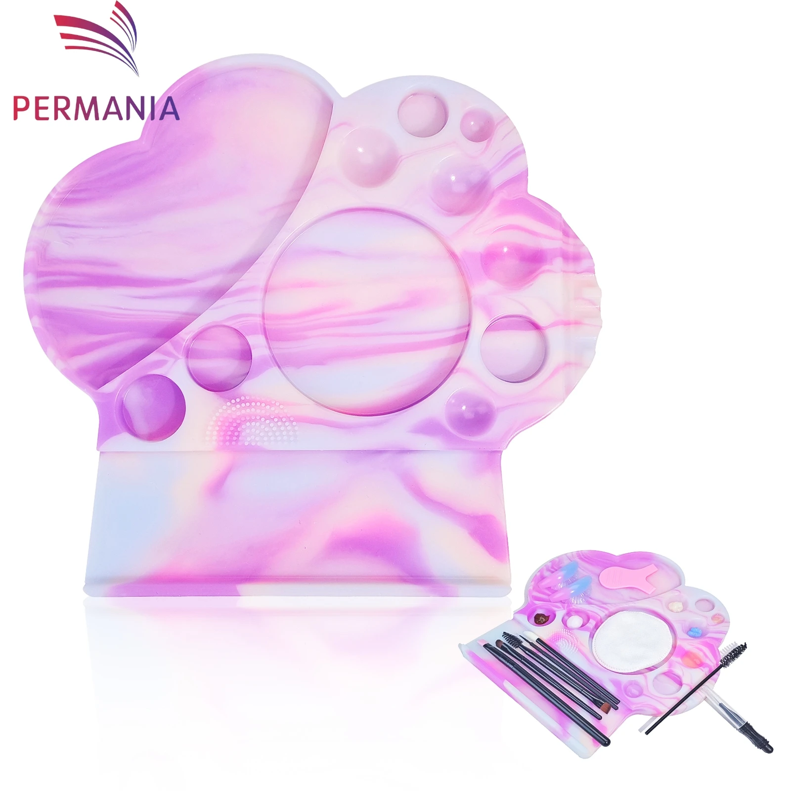 페르마니아 뉴 1개 대형 실리콘 팔레트 14가지 기능 트레이 속눈썹 리프트 및 틴트 눈썹 라미네이션 속눈썹 펌 패드 메이크업 도구