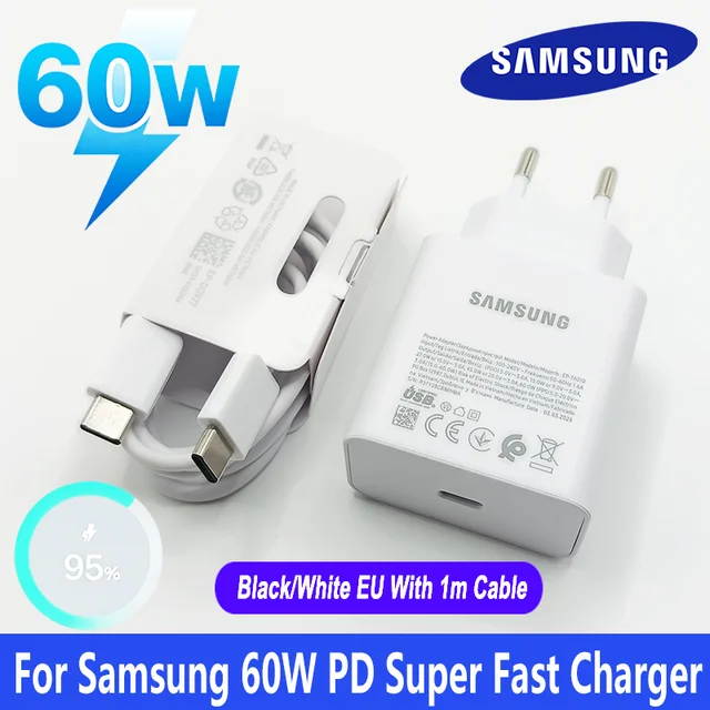Original SAMSUNG 60W PD Charger EU Plug Cargador For S26 Ultra S25FE S24 S23 A56 A57 M55s Tab S11 Ultra S10 FE+ 5A Type C Cable 1