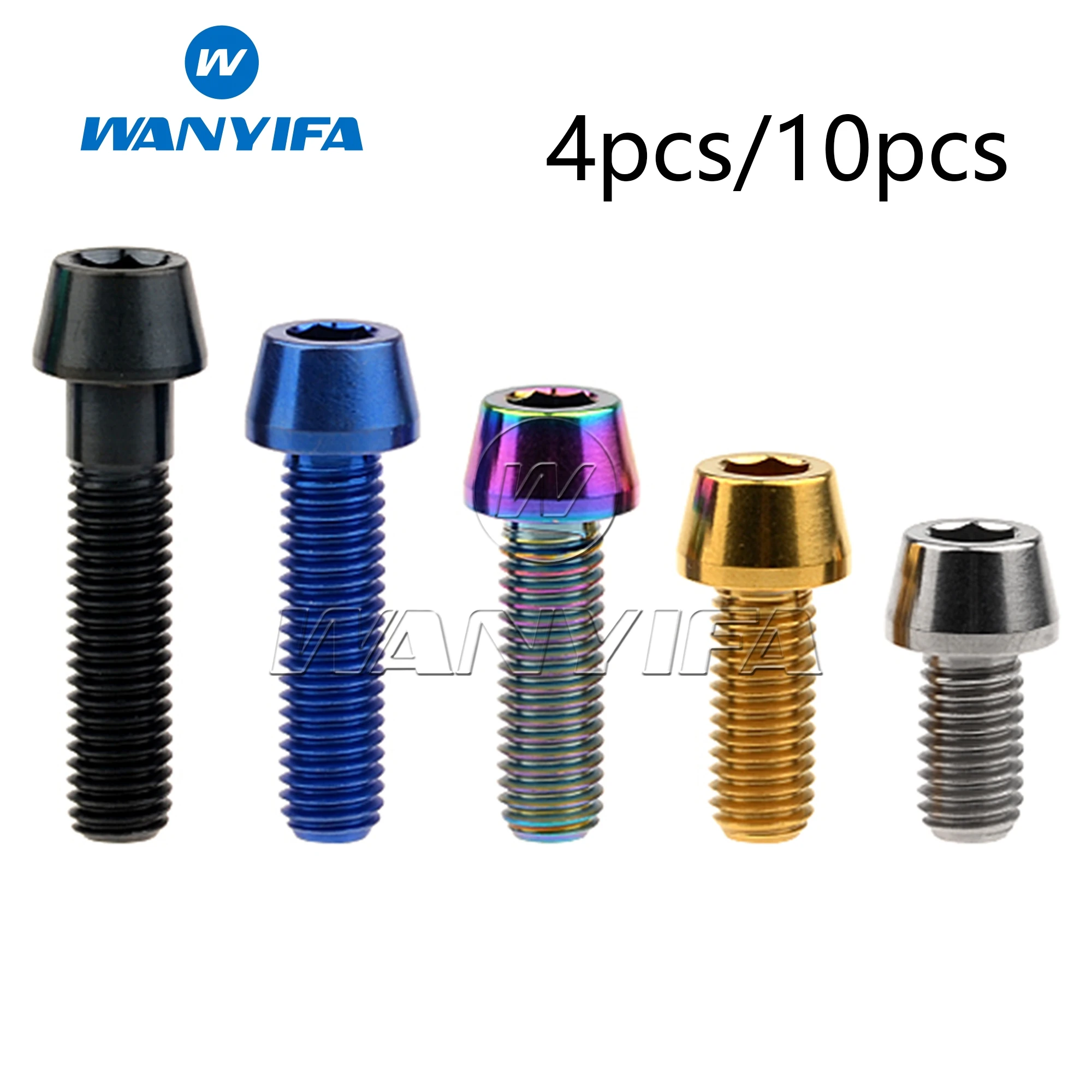 Wanyifa-parafusos de Titânio para Bicicleta Allen Key Taper Head Screw Prendedor ti Motocicleta Carro M8x15 20 25 30 35 40 45 50 70 mm 10 Peças