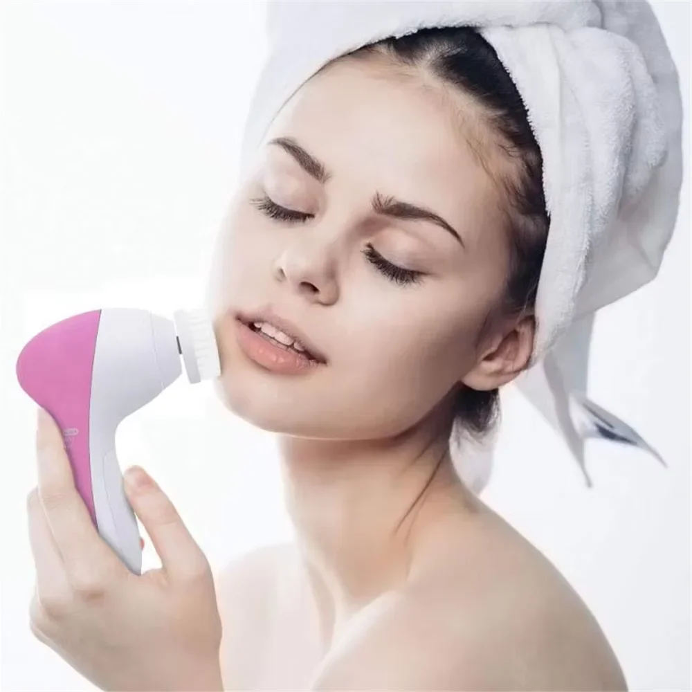 Electric 5-in-1 Exfoliating Facial Cleansing Brush Spa Skin Care Massage Pore Cleanser Beauty Treatment Tool