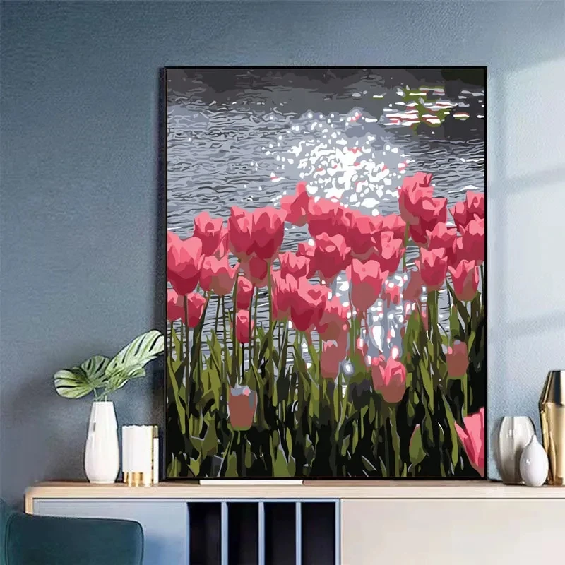 

Digital oil painting handmade painting cure handmade handmade rose flower living room decoration painting Japanese rose wholesal