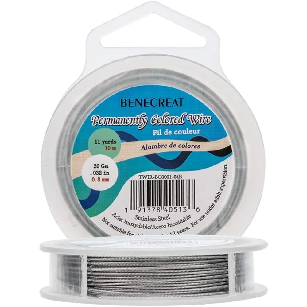 

Проволока из бусин светло-серого цвета, 33 фута, 0,03 дюйма (0,8 мм), 7 нитей, проволока из нержавеющей стали с нейлоновым покрытием для ожерелья, браслета, бисероплетения