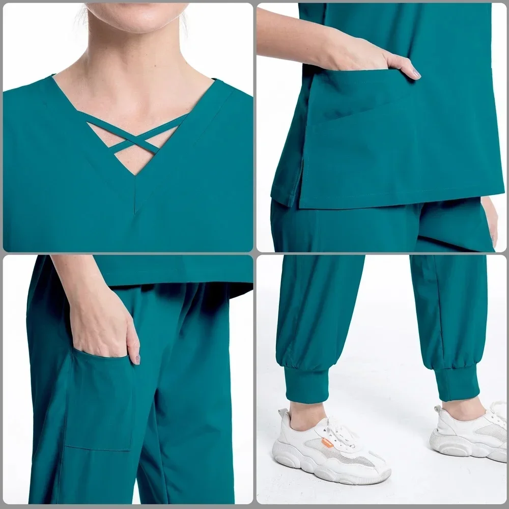 Uniformes médicos para mujer, conjuntos de ropa de trabajo para enfermeras, Tops de Hospital, Joggers, médicos, belleza, Spa, laboratorio