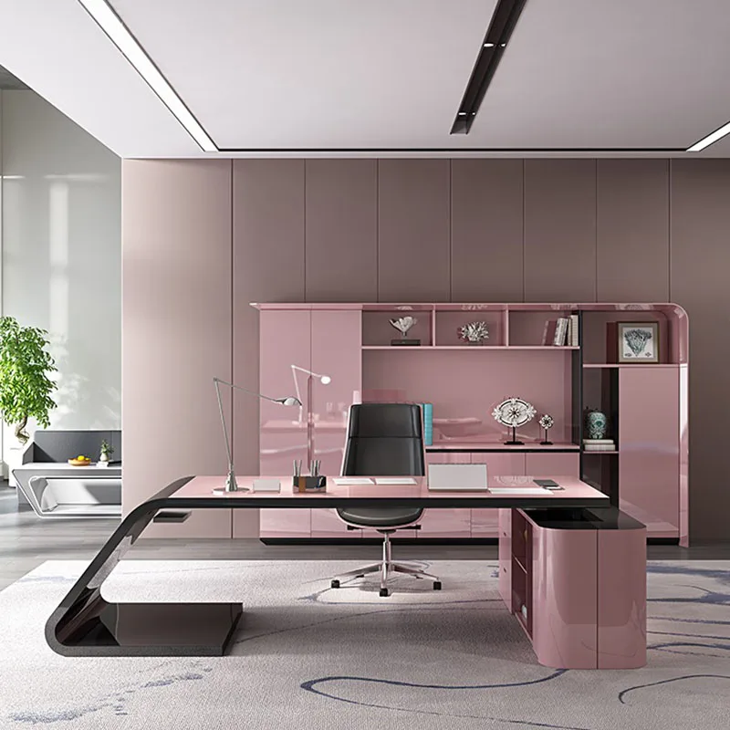 Pink Reception Standing Desk Meeting Storage Vanity Wooden Office Desk Height Computer Bureau De Travail Modern Furniture