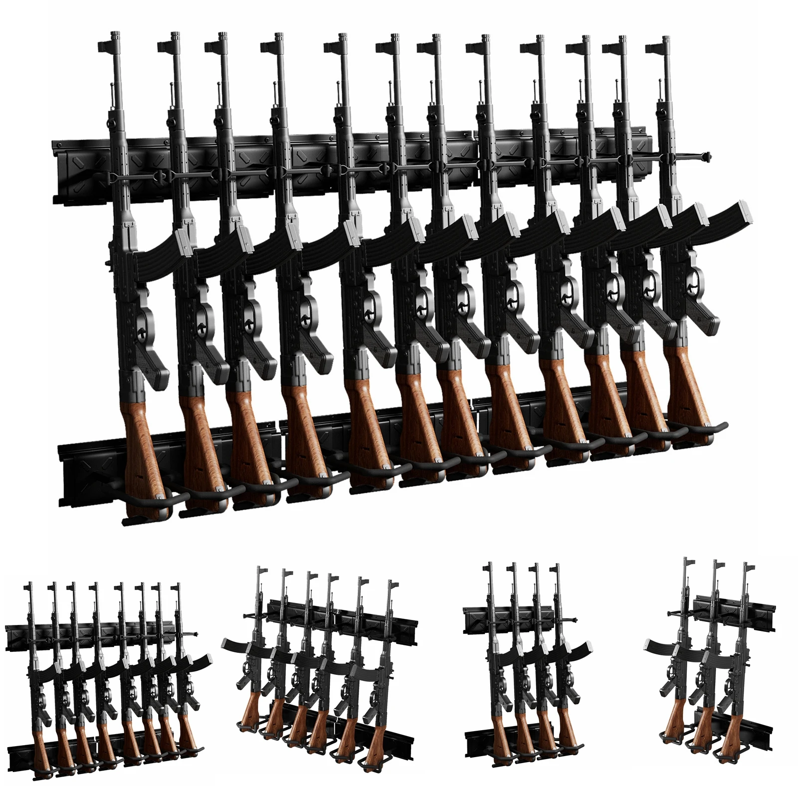 Wall Mounted Steel Gun Rack for Rifles and Shotguns