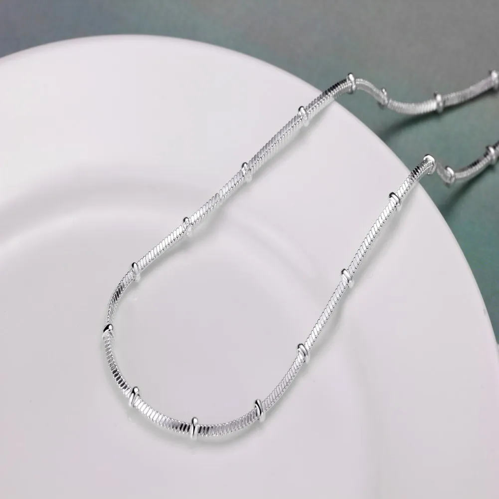 

925 Sterling Silver snake chain Beautiful Simple bead Necklace For Women Luxury Fashion Party Wedding Accessories Jewelry Gifts