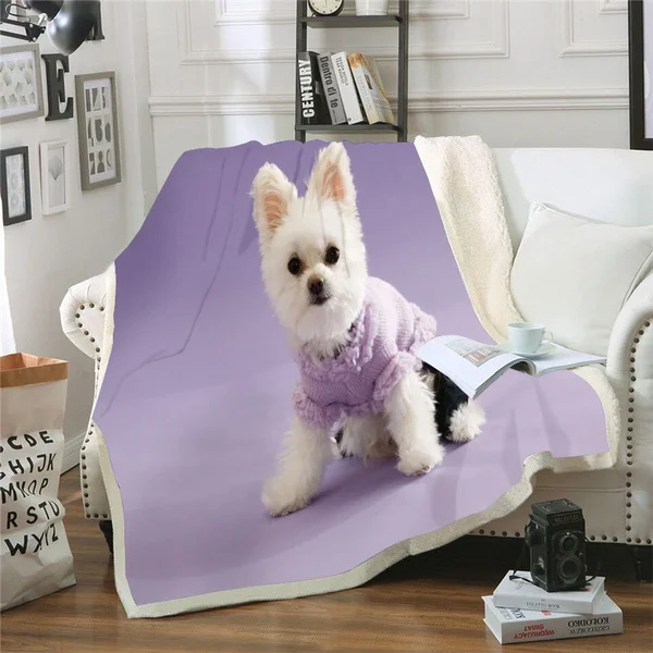 

3D Chihuahua Cute Dog Blanket for Beds Hiking Picnic Thick Quilt Fashionable Bedspread Fleece Throw Blanket