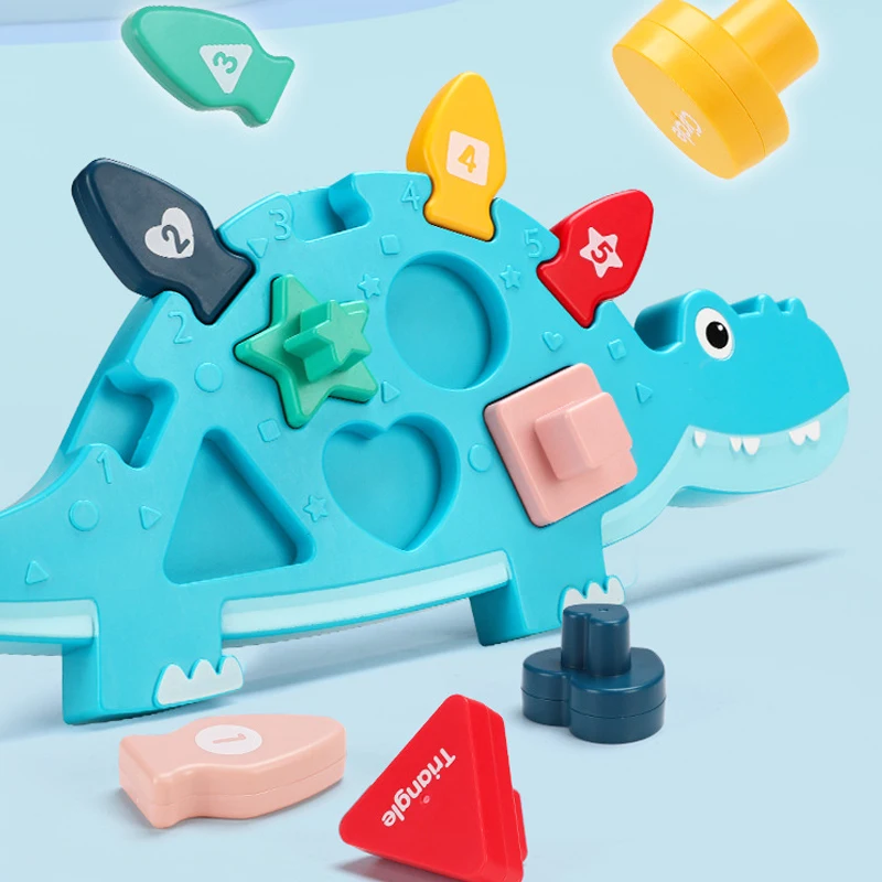 

Игрушки Монтессори геометрической формы с номером цвета, подходящие динозавры, 3D головоломки, головоломки, занятая доска, обучающая игрушка для детей, подарок