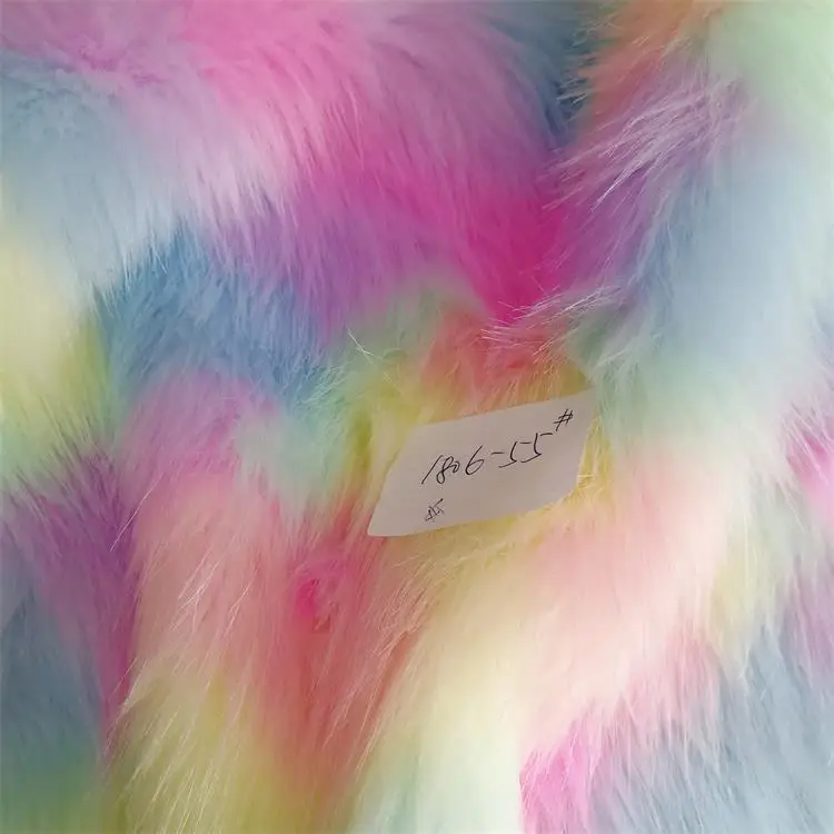 Description Picture 2 of itemWholesale jacquard plush Rainbow fox fur,faux fur fabric,clothing accessories,fabric for dolls
