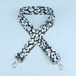 Elegant Black and White Embroidered Nylon Bag Strap for Women - Adjustable Crossbody and Shoulder Accessory (C - silver)