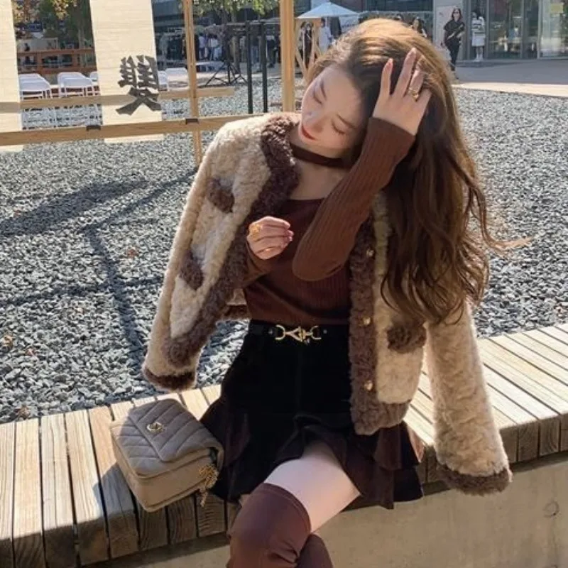 2023 Autumn and Winter New Women Coat Imitation Lamb Wool Short Jacket female Loose Temperament Top Fashion Casual warm Outwear