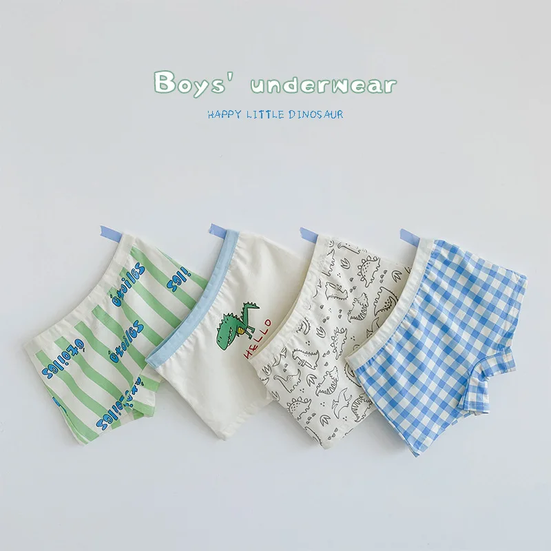 Children's Underwear Kids Panties Boys Cotton Briefs Cartoon Bear Dinosaur Pattern 4pcs/pack Soft Four Seasons Boxers boys underwear