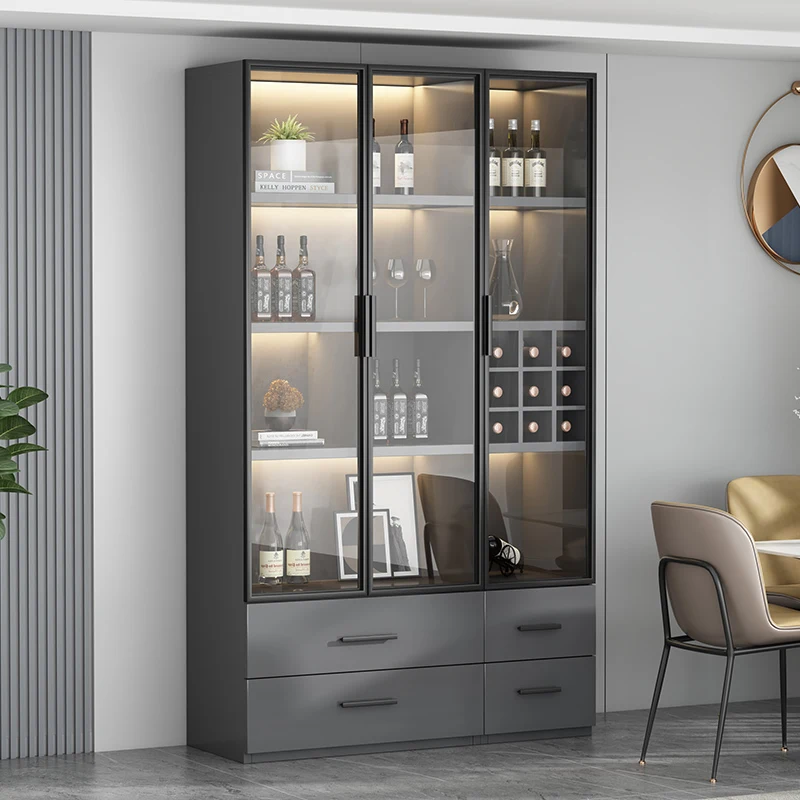 Full Kitchen Cabinet Whiskey Showcase Bar Accessories Elegant Vintage Wine Stands Antique Furniture Iron Vitrine Luxury Shelves