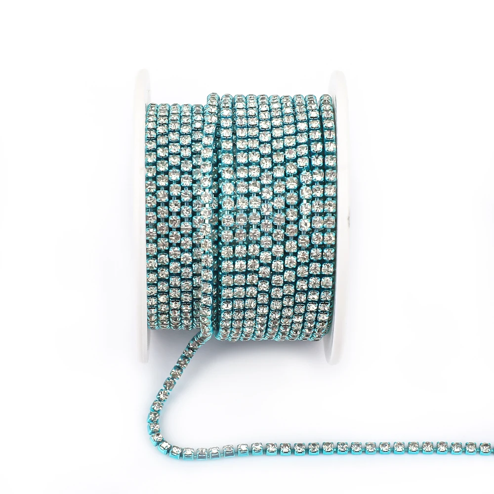 Vibrant Rhinestone Cup Chain with Colorful Base