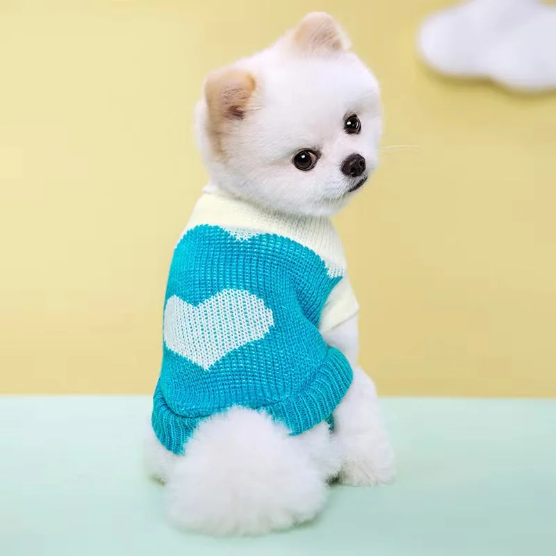 멀티 컬러 개 스웨터 스레드 니트 애완 동물 의류, 개 옷, 두 발 따뜻한 애완 동물 용품, 개 고양이 공주 의류, 신제품